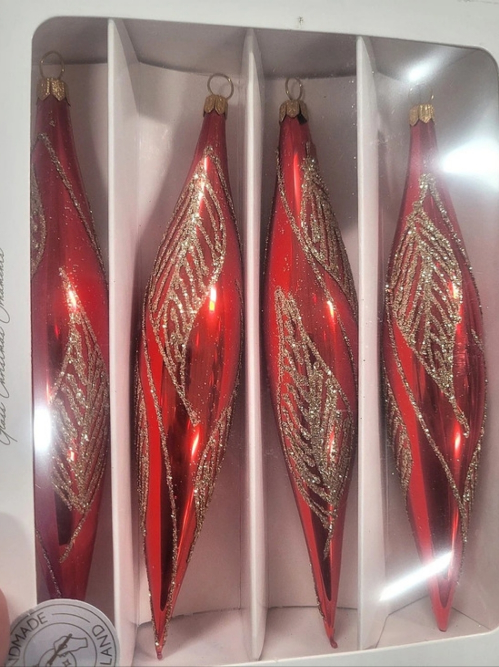 Red & Gold Holiday Ornaments Set